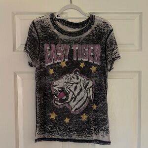 Recycled Karma Grey Burnout Easy Tiger Tee size S